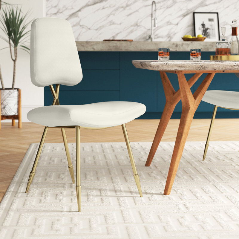 Strick & Bolton Violeta Velvet-padded Dining Chairs, Ivory