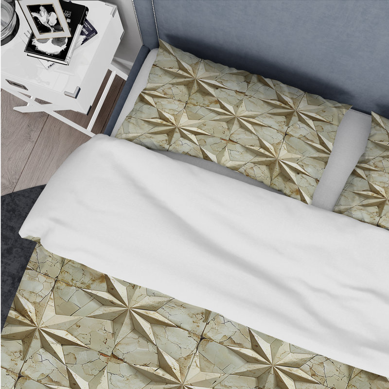 Ensemble de housse de couette moderne beige crème Modern Star IV, Housse de couette très grand + 2 très grandes ta