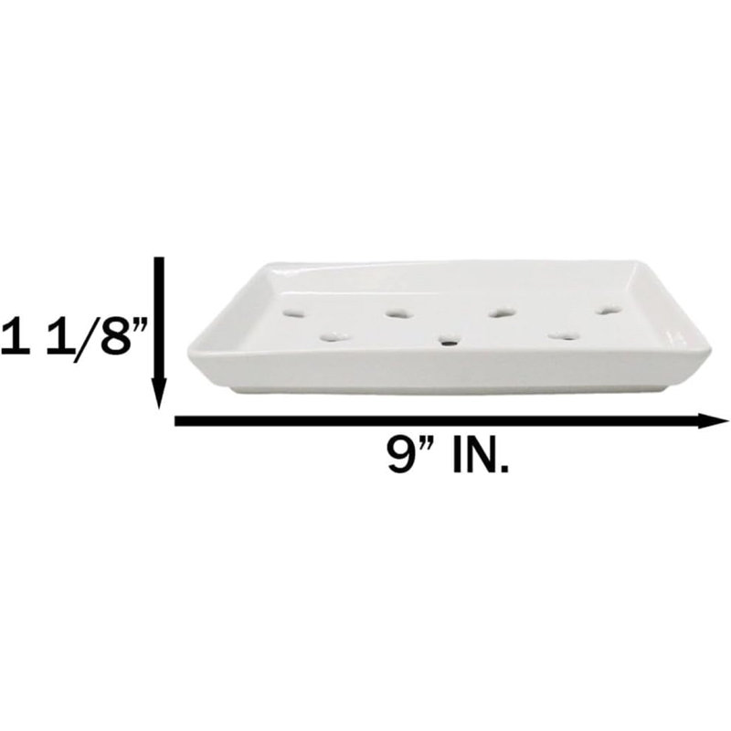 Ensemble de 6 assiettes en céramique blanche avec trous d'égouttement 9 "par 5" Neta Zara, H 1,25 po x l 9 po x P 5,25 po