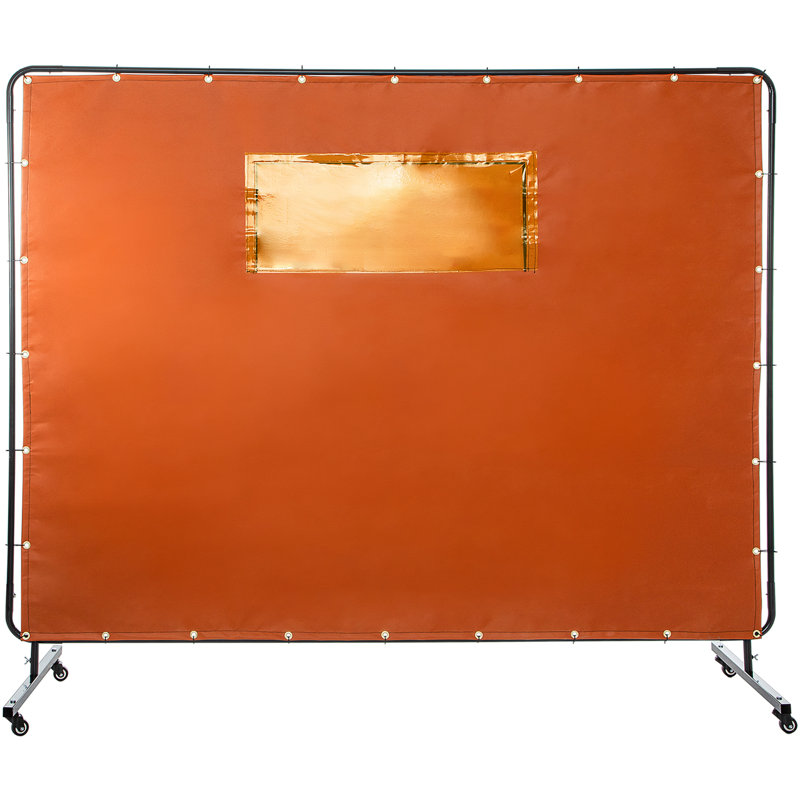 Rideau de soudure, 6 po x 8 po, écran de soudure avec structure en métal et 4 roues, fibre de verre ignifuge avec fenêtre transparente, pour atelier, site industriel, jaune
