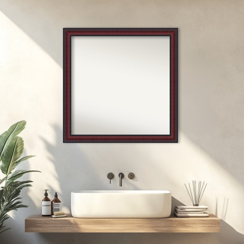 Miroir de salle de bain mural Dalat, 29,75 po x 29,75 po, Cerisier