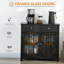 Buffet Buffet, noir avec tablette réglable, 2 tiroirs et portes en verre pour les portes de rangement, armoire de cuisine élégante