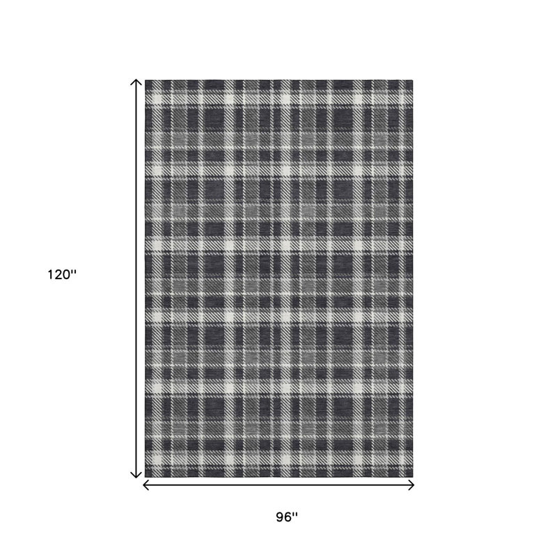 Tapis lavable à carreaux noir et ivoire 8 pi x 10 pi avec protection UV