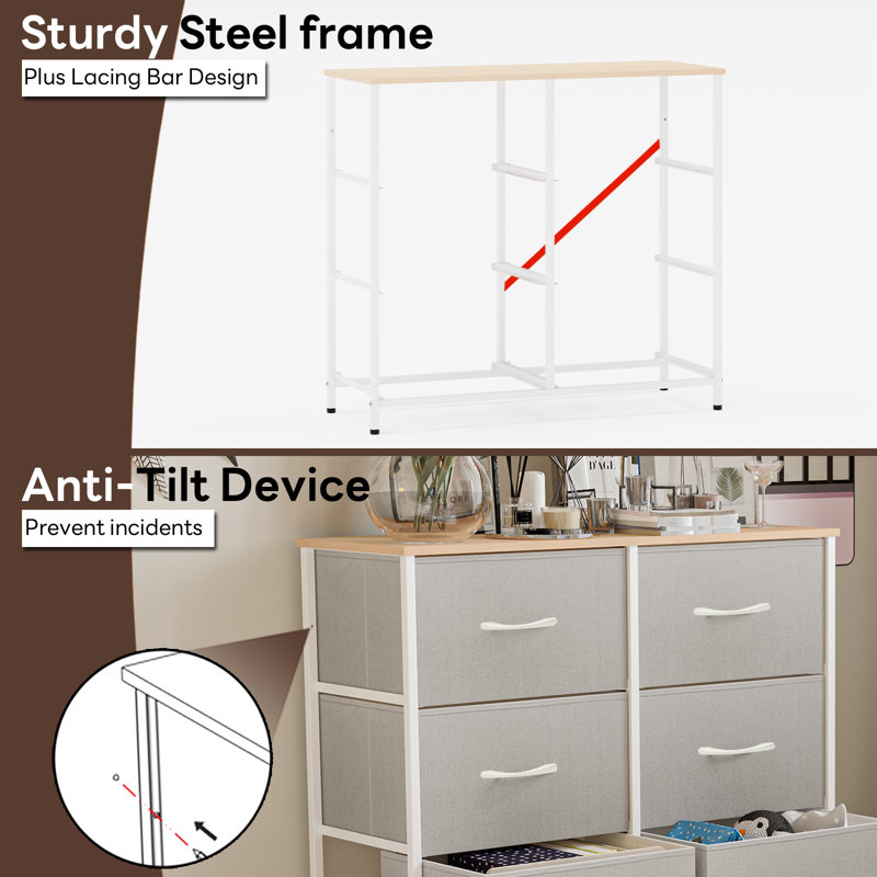 6 Drawer Storage Drawer, Gray/White