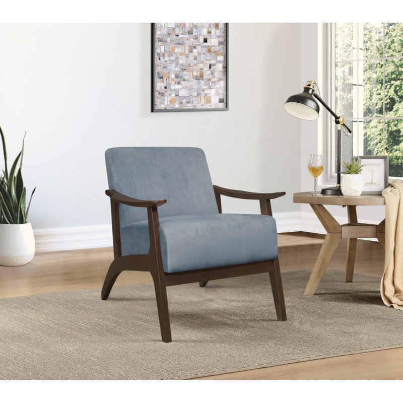 Chaise d'appoint moderne en velours 1pc, Bleu gris