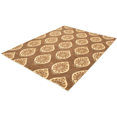 One-of-a-Kind Rectangle 8'11" X 11'11" New Age Wool Area Rug in Brown/Cream/Dark Brown