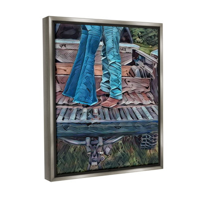 «Country Couple In Pickup Floater Frame» par Jesse Keith sur toile