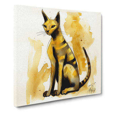 Egyptian Cat Gestural - Wrapped Canvas