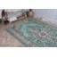 Tapis turc authentique présentant un motif unique dans des tons de bleu sarcelle pour la décoration intérieure