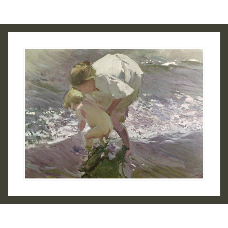 «Bathing On The Beach» par Joaquin Sorolla et Bastida, impression giclée encadrée, H 23,28 po x l 29,5 po