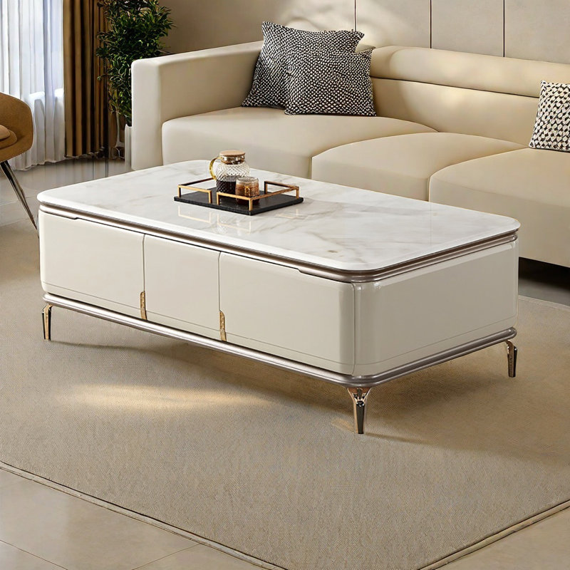 Table basse légère de luxe moderne, H 21,7 po x L 63 po x l 33,5 po