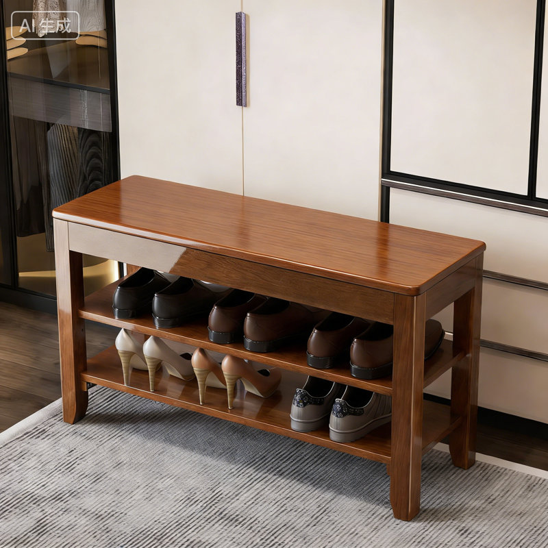 Shoe Storage Bench For Entryway - 3 Tier Shoe Rack For Front Door Entrance, Rubberwood Shoe Rack With Bench Height Adjustable, Entryway Bench With Shoe Storage For Any Room