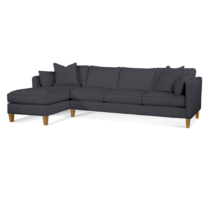 Lenox Chaise Sectional, Green Performance Fabric; 0851-54, Left Hand Facing, Honey