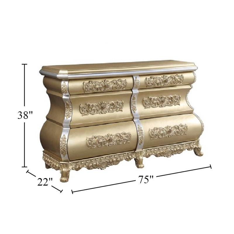 Commode double 6 tiroirs l 75 po