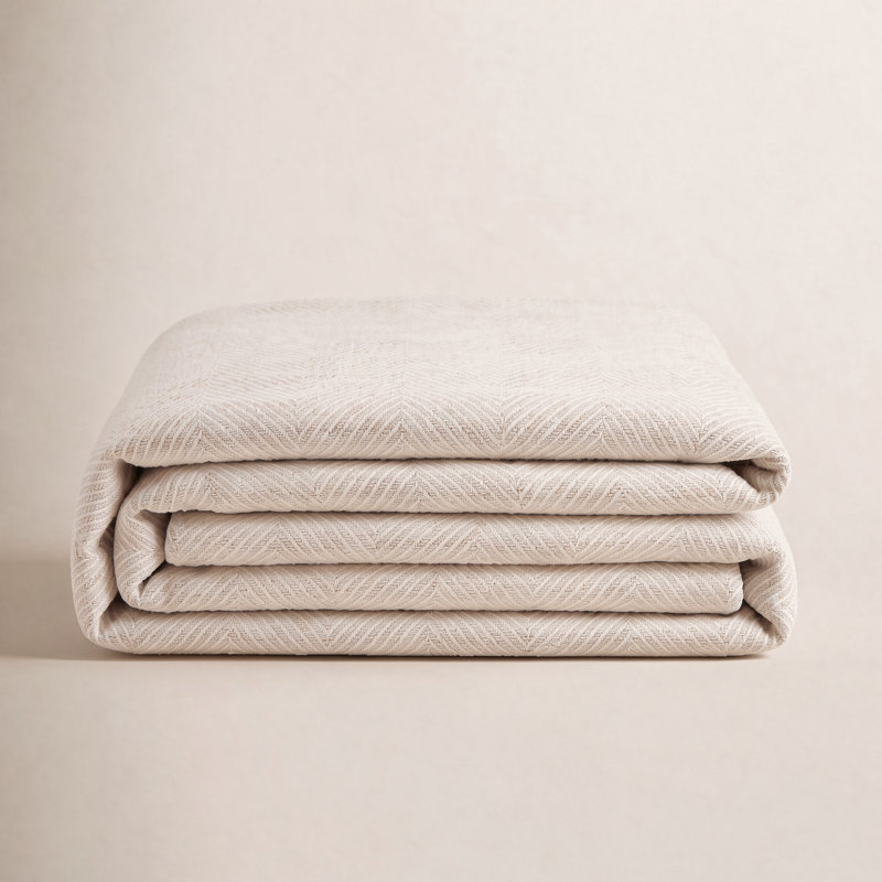 Herringbone Blanket, King Blanket, White/Ivory