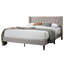 Full Size Bed With Brown Burlap And Diamond Design Headboard, Modern Platform Without Box Spring Style Bed,