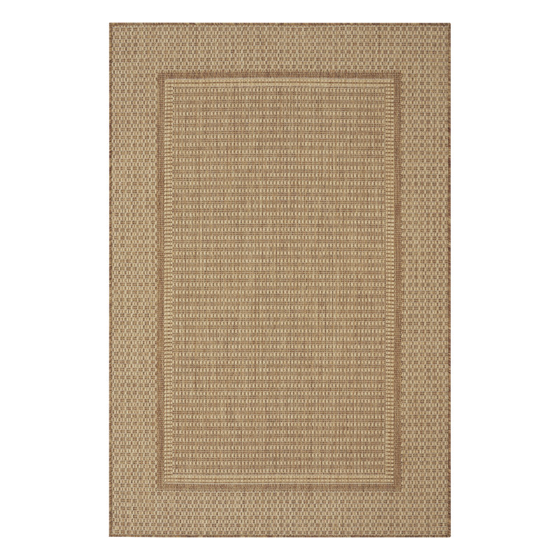 Geometric Beige/Brown Indoor/Outdoor Area Rug, Rectangle 6' x 9'