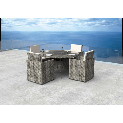 5 - Person Wicker Patio Dining Set with Round Table