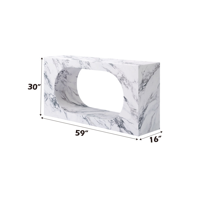 Fritzy Rectangular Console Table In White Engineered Stone