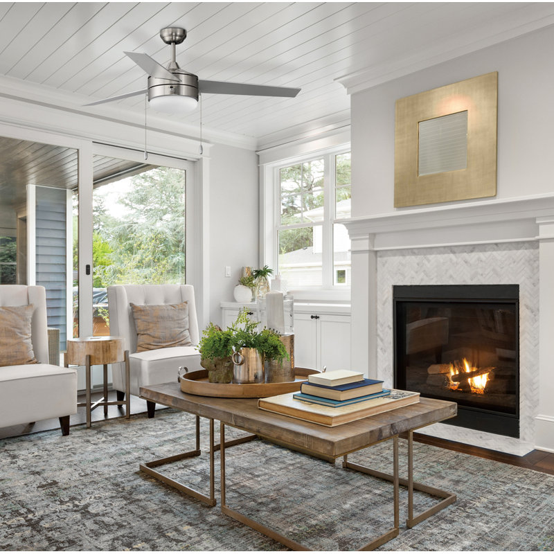 Zagreb 52'' Ceiling Fan with Light Kit, Silver