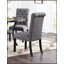 Ensemble de table de salle à manger moderne et classique en bois naturel avec 4 chaises capitonnées en tissu gris anthracite et tablette de rangement, ensemble de 5 pièces