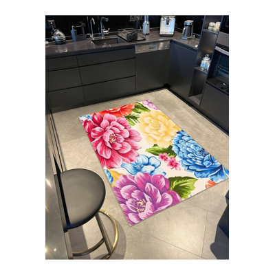 Tapis floral lavable à la machine