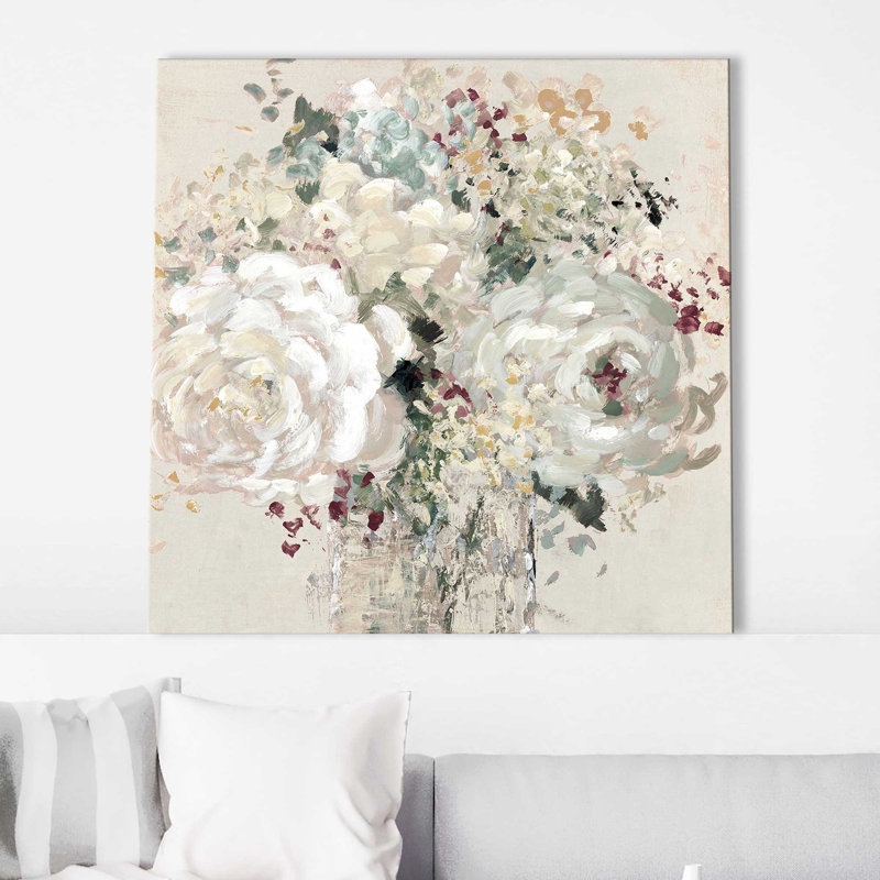 Paix florale - Peinture, L 18 po x H 18 po, Toile tendue