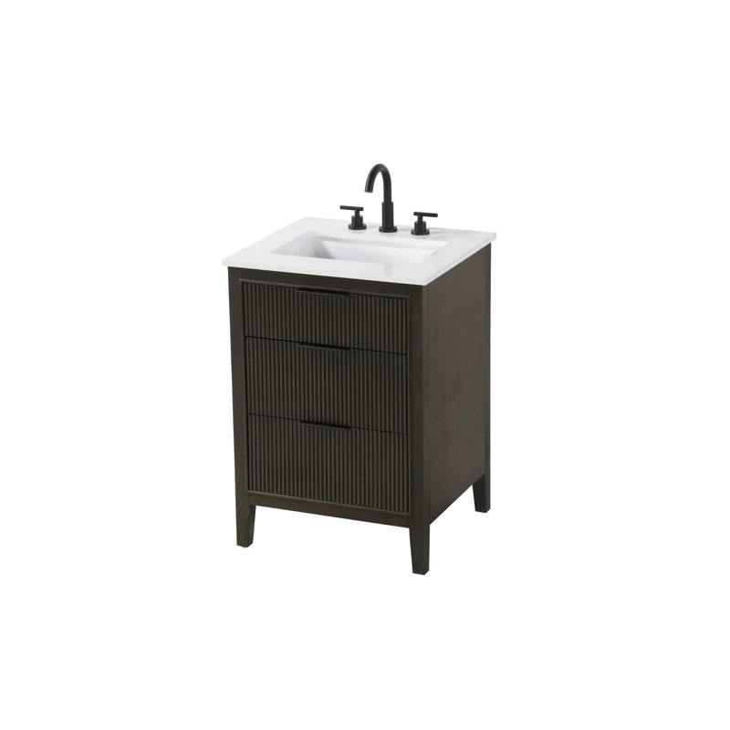 Meuble-lavabo simple 24 po en chêne chocolat, Chêne chocolat, 24"