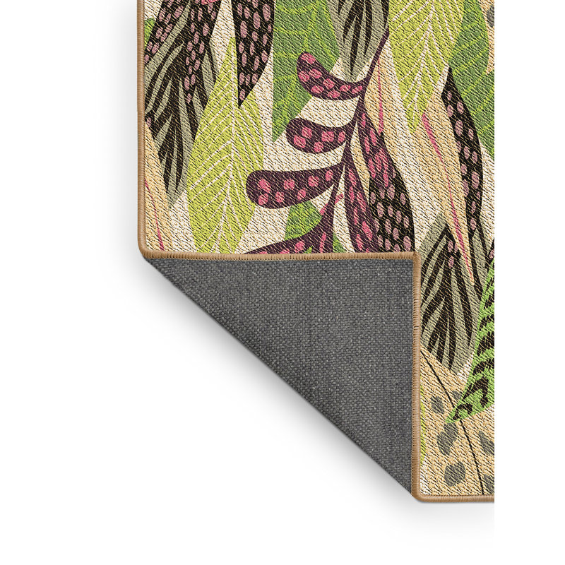 Tapis rond brun à motif floral, Rectangle 3 pi x 5 pi