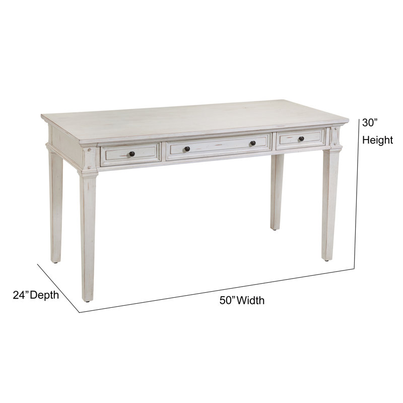 Ilfracombe Solid Wood Writing Desk, Antique Cobblestone White