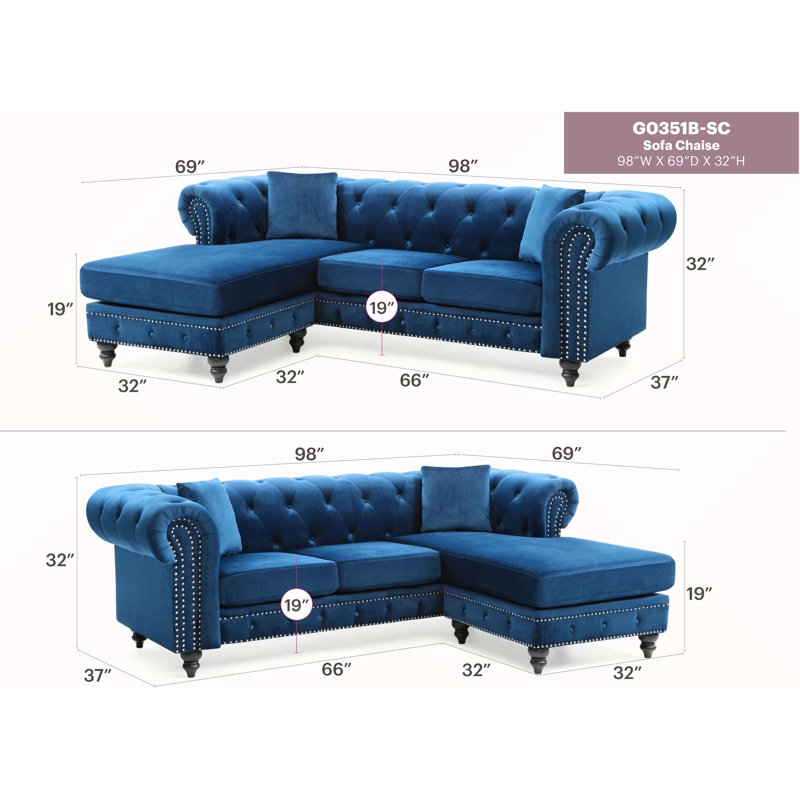 Canapé Nola (sans repose-pieds), bleu marine, Marine, Brun