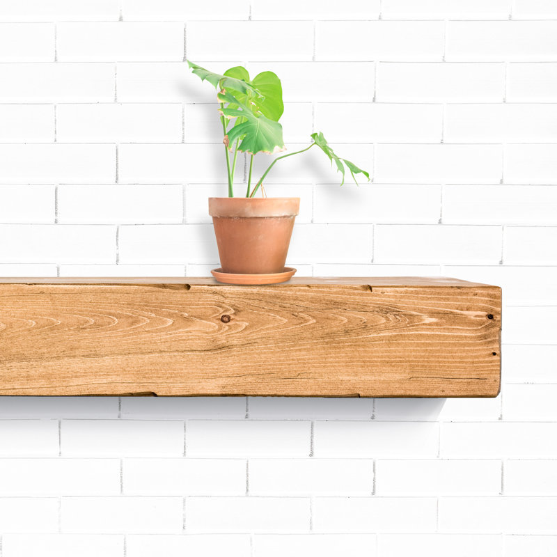 Melodye Rustic Fireplace Shelf Mantel, Aged Oak, 84 in.