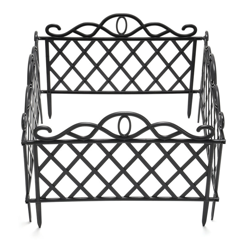 Set of 4 Interlocking Garden Plastic Edging Fence Panels for Yard and Patio
