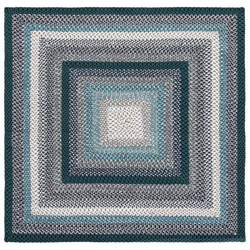 Braided Hand Woven Machine Washable Striped Outdoor Indoor/Outdoor Area Rug, Square 5'