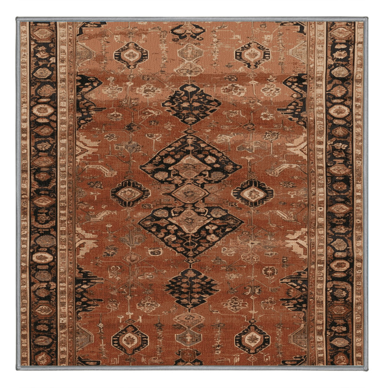 Tapis brun lavable à la machine, Carré 4 pi