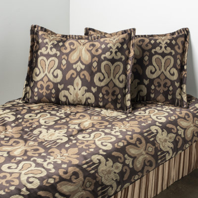 Silky Ikat Brown  3 Piece Duvet Cover Set