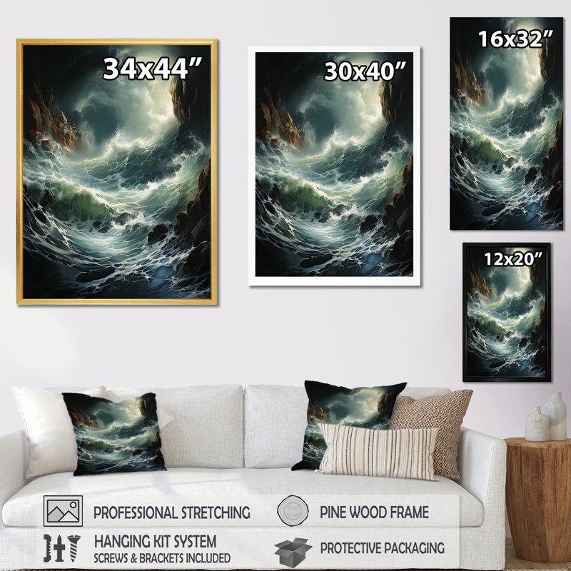 Soza Stormy Seas Beauty IV - impression, H 20 po x l 12 po x P 1 po, Cadre photo noir