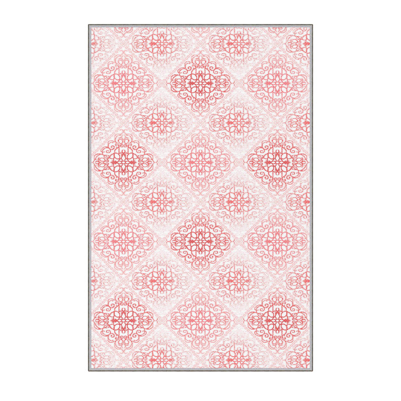 Tapis rose en polyester Bozeman, Tapis de couloir 2 pi 7 po x 6 pi 7 po