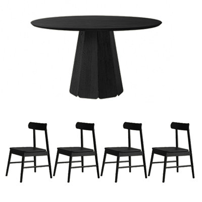 Carbonized ash dining table set