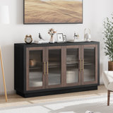 Buffet moderne avec tablettes réglables et portes en verre trempé de 55,1 po de largeur Veltri
