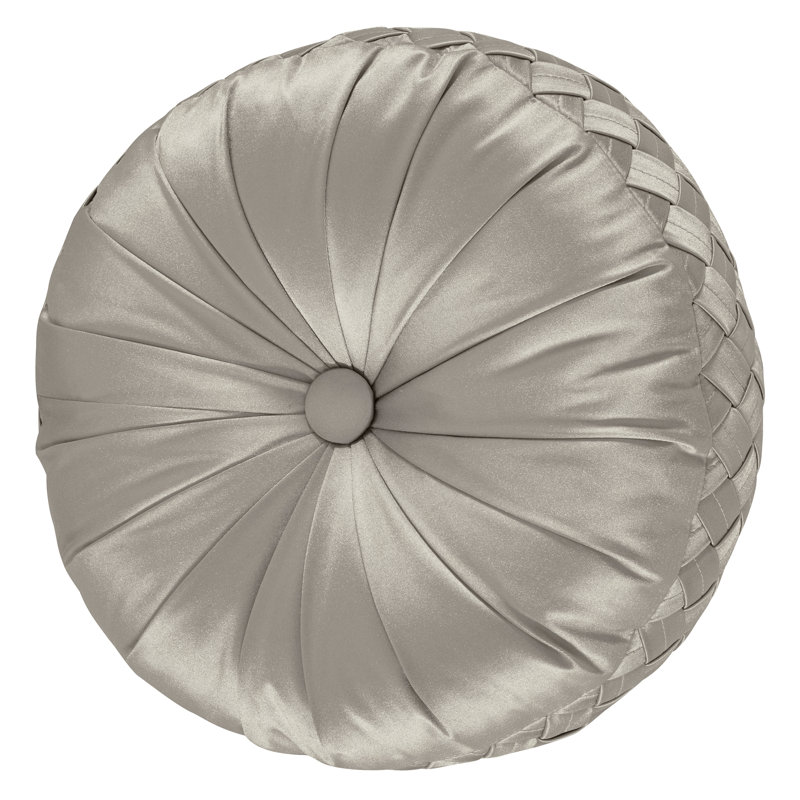 Saranda Tufted Round Decorative Throw Pillow, Silver