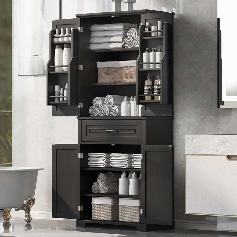 Armoire de salle de bain polyvalente avec plusieurs compartiments et fabrication durable