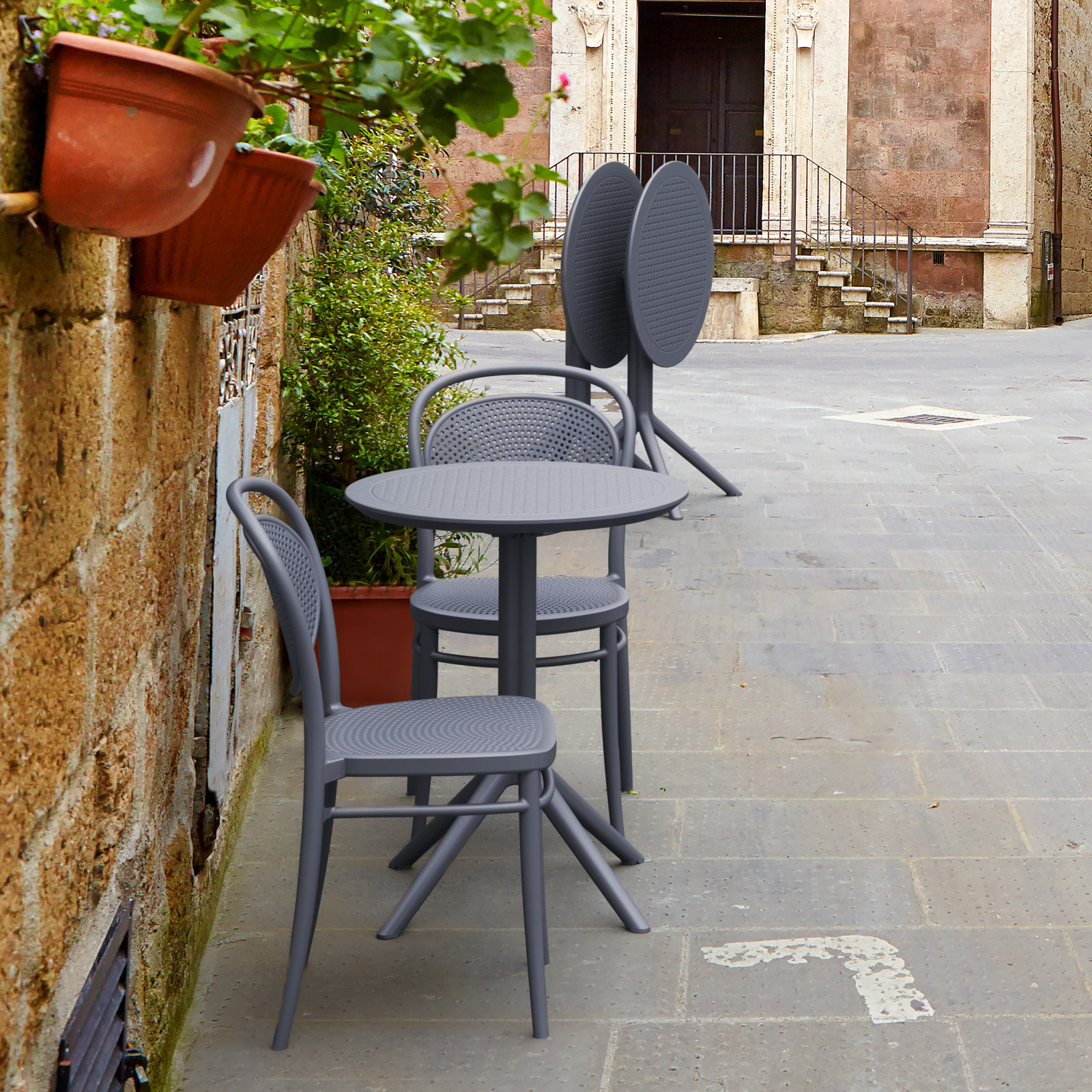 Farrah 24" Patio Bistro Set, Dark Gray