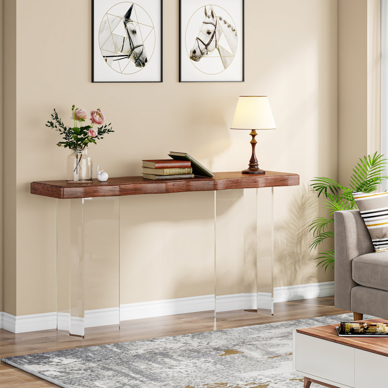 Surikova 47.24'' Modern Acrylic Console Table, Dark Brown