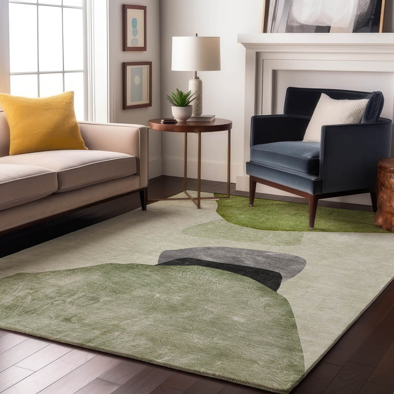 Tapis vert Cerrito Amf547 lavable à la machine de qualité supérieure, Rectangulaire 8 pi x 10 pi