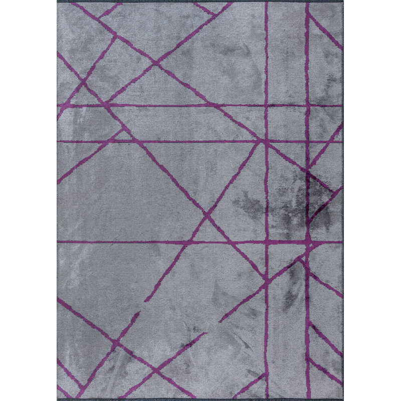 Rapture Gray/Purple Abstract Luxury Area Rug, Rectangle 7'10" x 11'2"