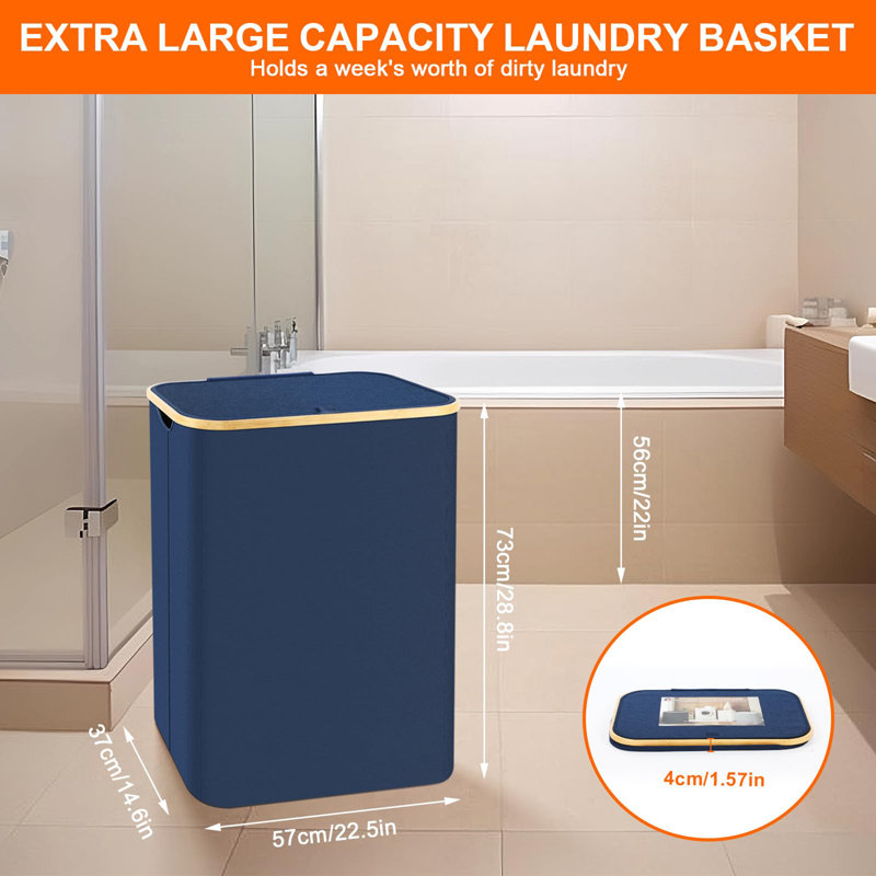 Panier à linge très grand 155 L, Bleu