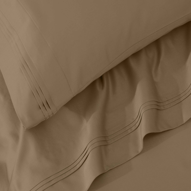 Ensemble de draps en coton 1000 fils Blue Nile Mills, Grand lit, Taupe