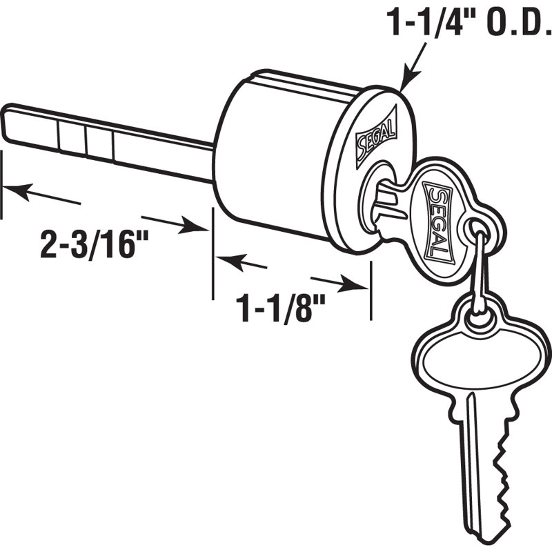 Brushed Brass Segal Lock Cylinder with Keys