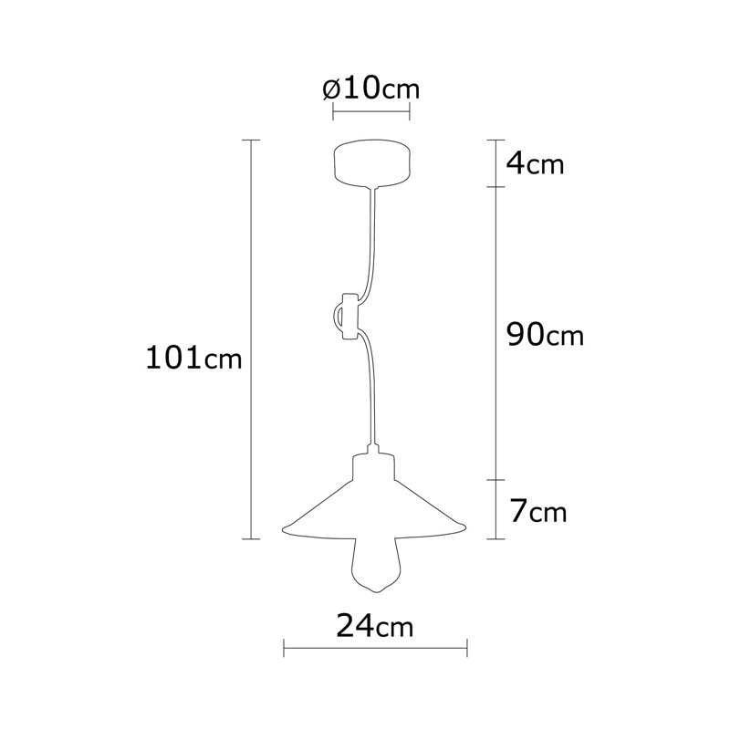 Luminaire suspendu conique à 1 lumière Hernandes, Orange